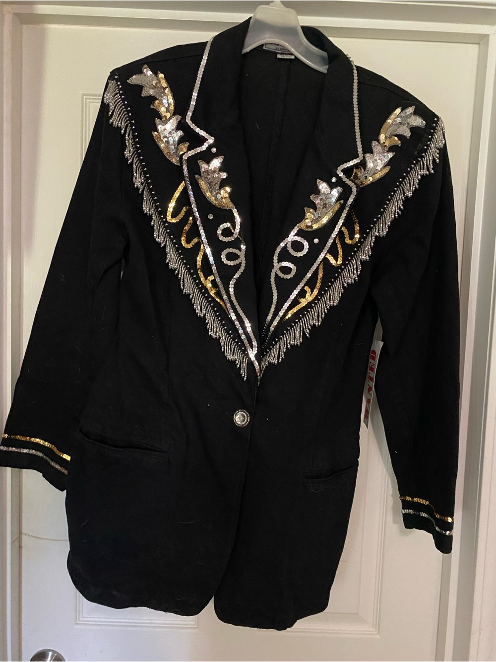 Wanted Black Blazer with Silver and Gold Sequin Embellishment
